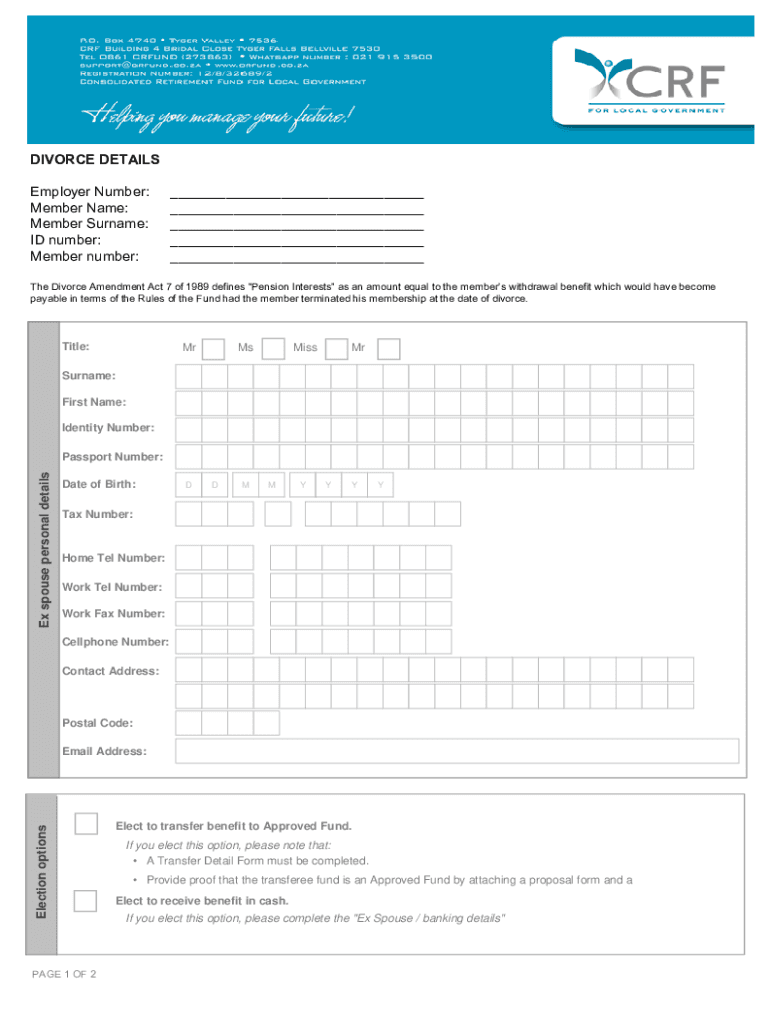 Fillable Online crfund co CRFDivorceClaimFormrevised.pdf Fax Email Print pdfFiller