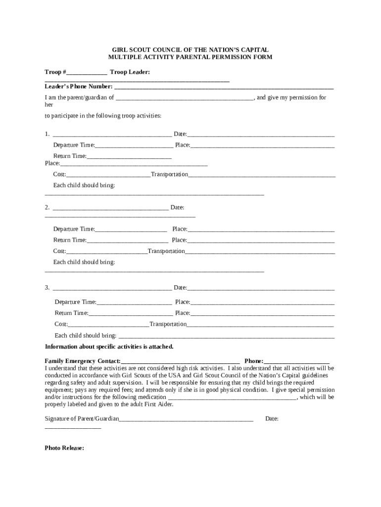 Scout Parent Permission PDF