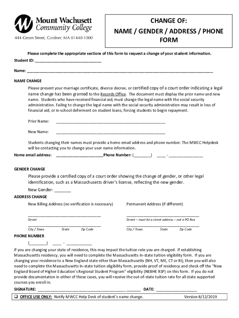 Fillable Online Name Change Form Fill Out and Sign Printable PDF