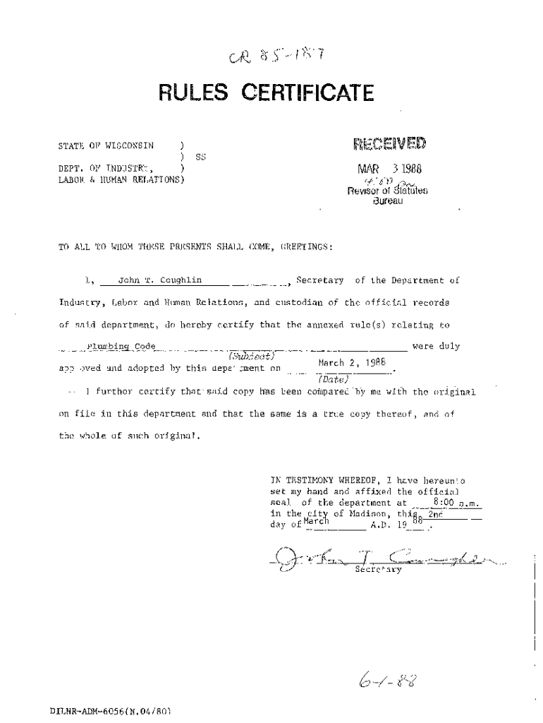 Fillable Online docs legis wisconsin Wisconsin Administrative ...