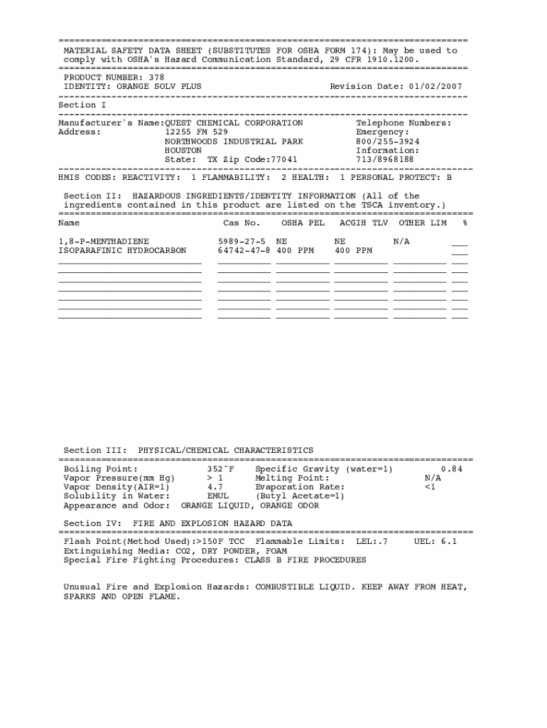 Fillable Online MSDS/SDS Database Search Safety Data Sheets Library