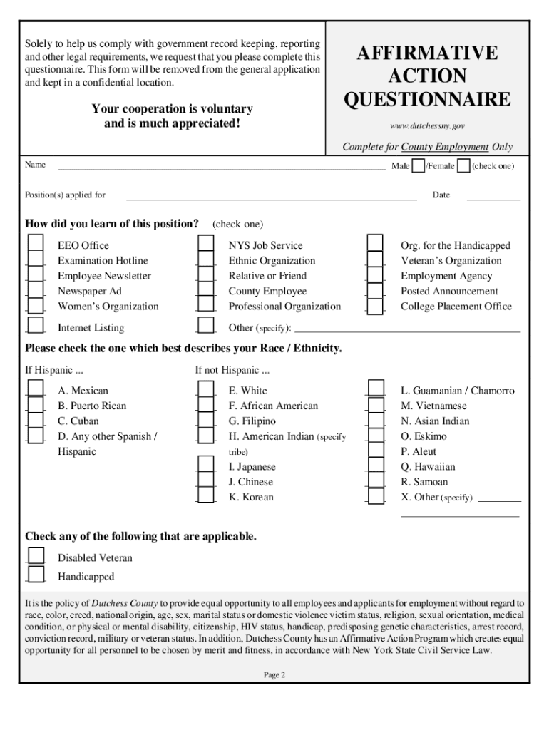 Fillable Online Civil Service Information Dutchess County Government