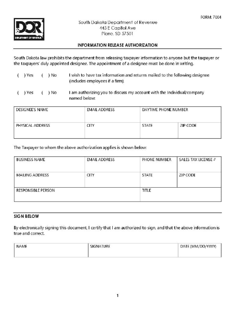 south dakota information release Preview on Page 1