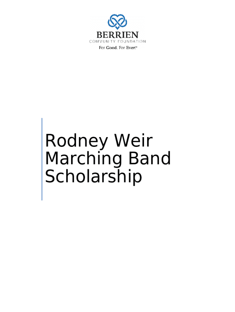 Rodney Weir Marching Band Scholarship. Susan Matheny Doc Template