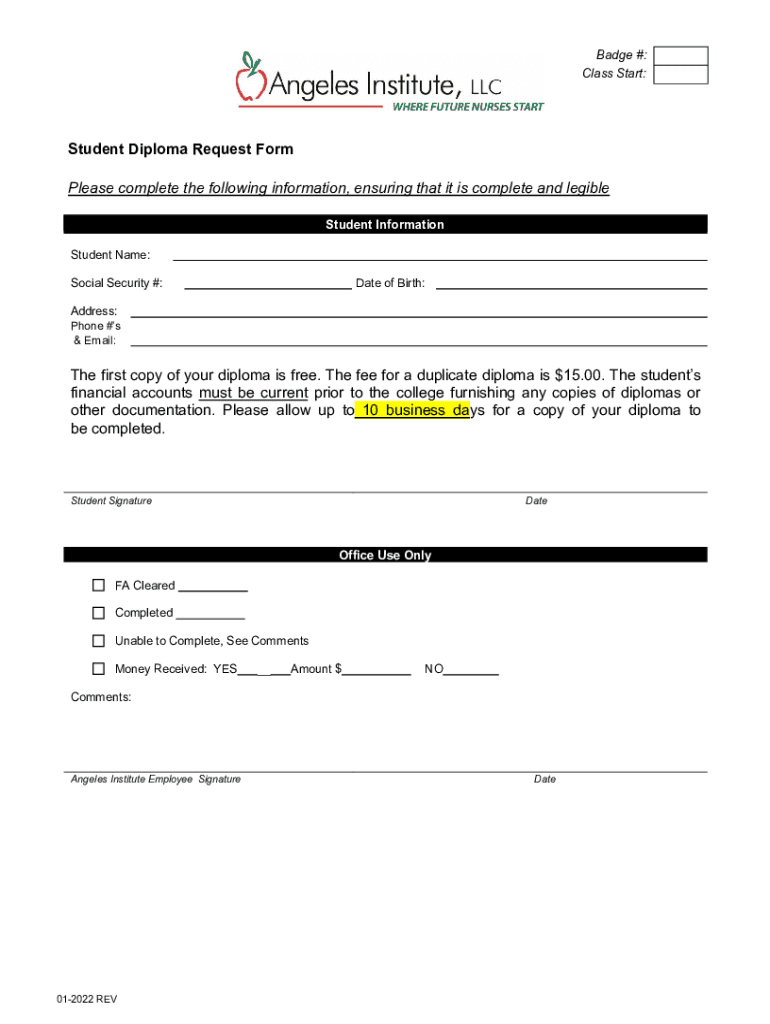 Fillable Online Student Diploma Request Form Fax Email Print pdfFiller