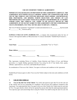 Fillable Online Courtesy Car Agreement - Fill and Sign Printable ...