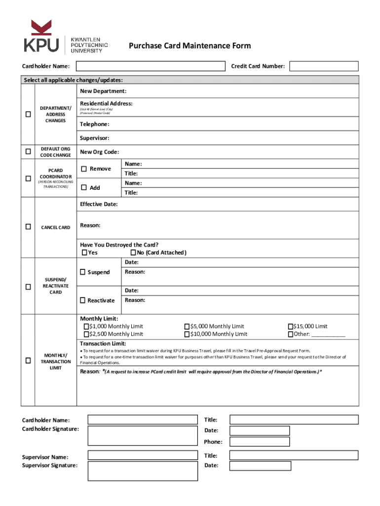 Fillable Online Finance Forms KPU.ca Kwantlen Polytechnic University