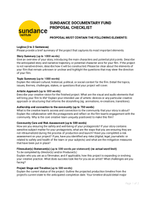 Proposal Checklist - 2022 (Sundance Documentary Fund Application)