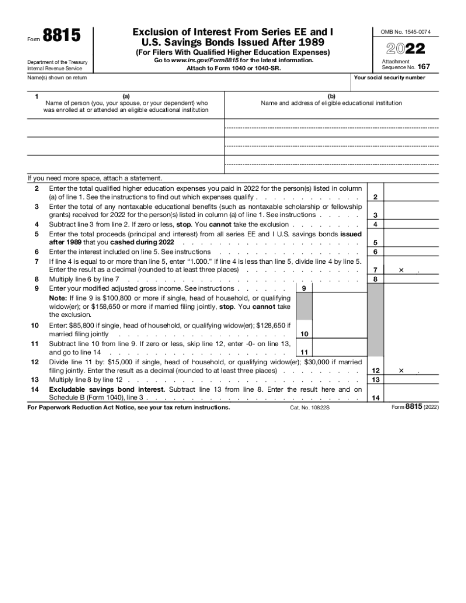 Fill Form 8815 Worksheet