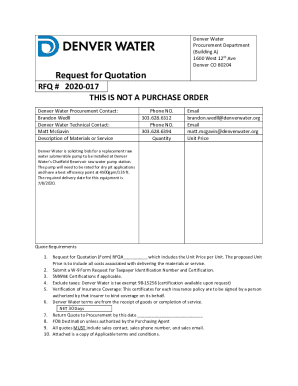 Denver CO 80204 Request for Quotation - Denver Water