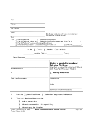 Motion to Vacate Dismissal and