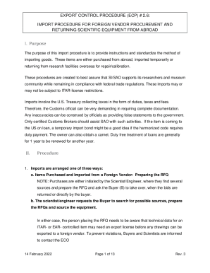 import procedure for foreign vendor procurement and returning