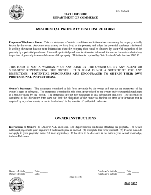 RESIDENTIAL PROPERTY DISCLOSURE FORM - Ohio REALTORS