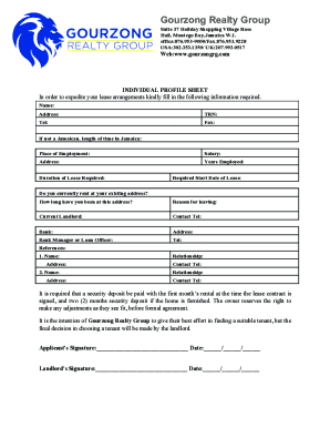 Jamaica Lease Application Form