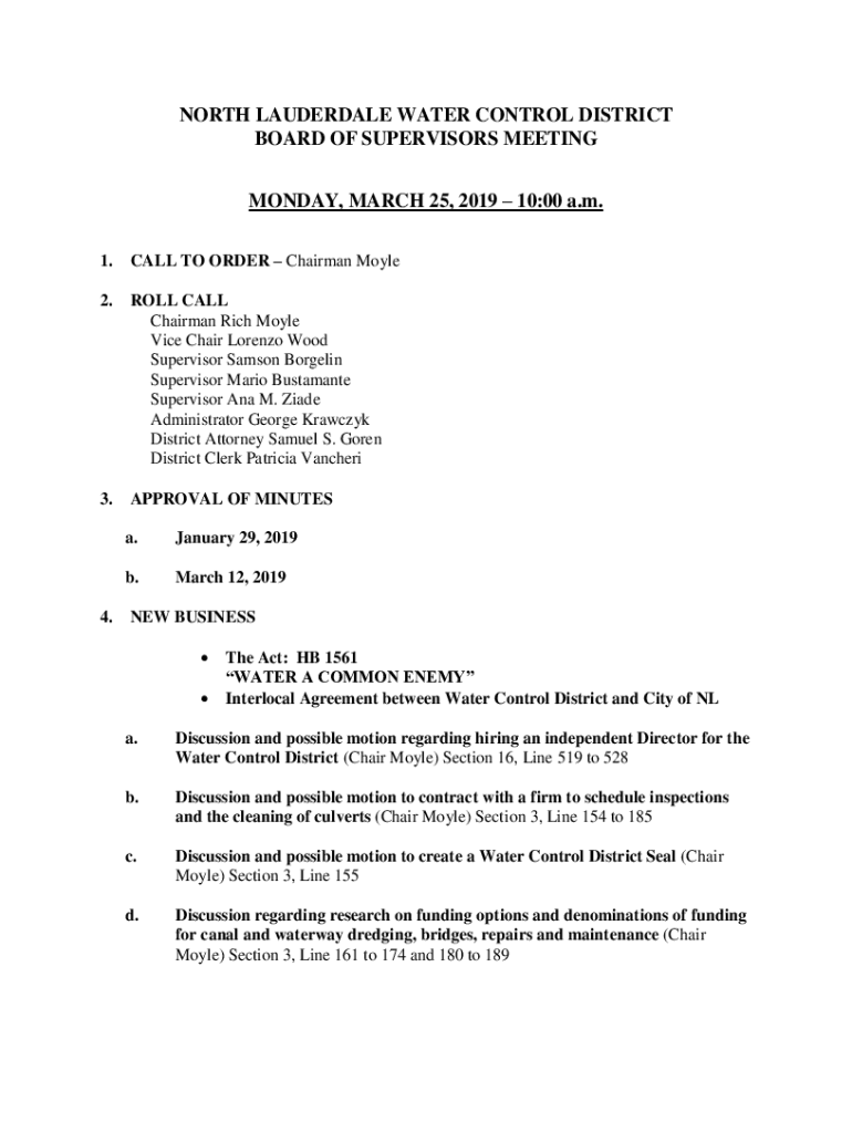 Fillable Online LAUDERDALE WATER CONTROL DISTRICT