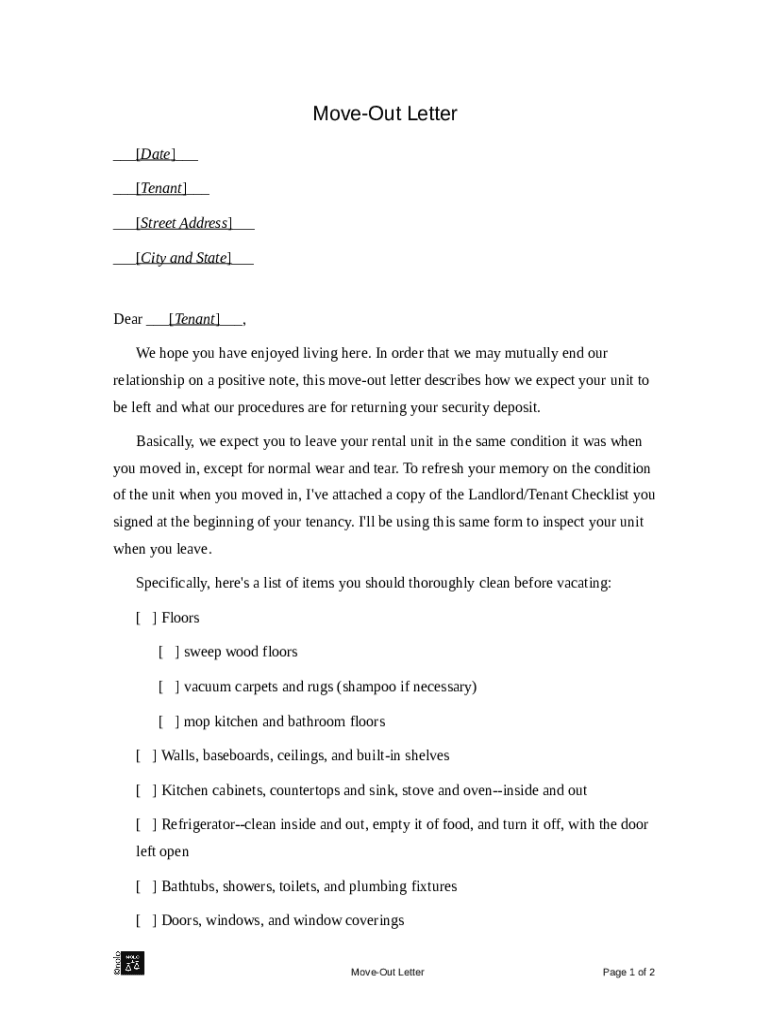 Letter Moving Out of Apartment Request