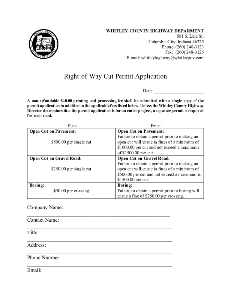 Fillable Online pr.businesswhitleycountyhighwaydepartmentWhitley