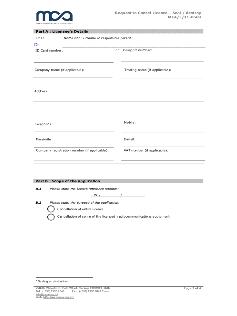Fillable Online Request To Cancel Licence Sealing Destruction Of fillable-online-request-to-cancel-licence-sealing-destruction-of