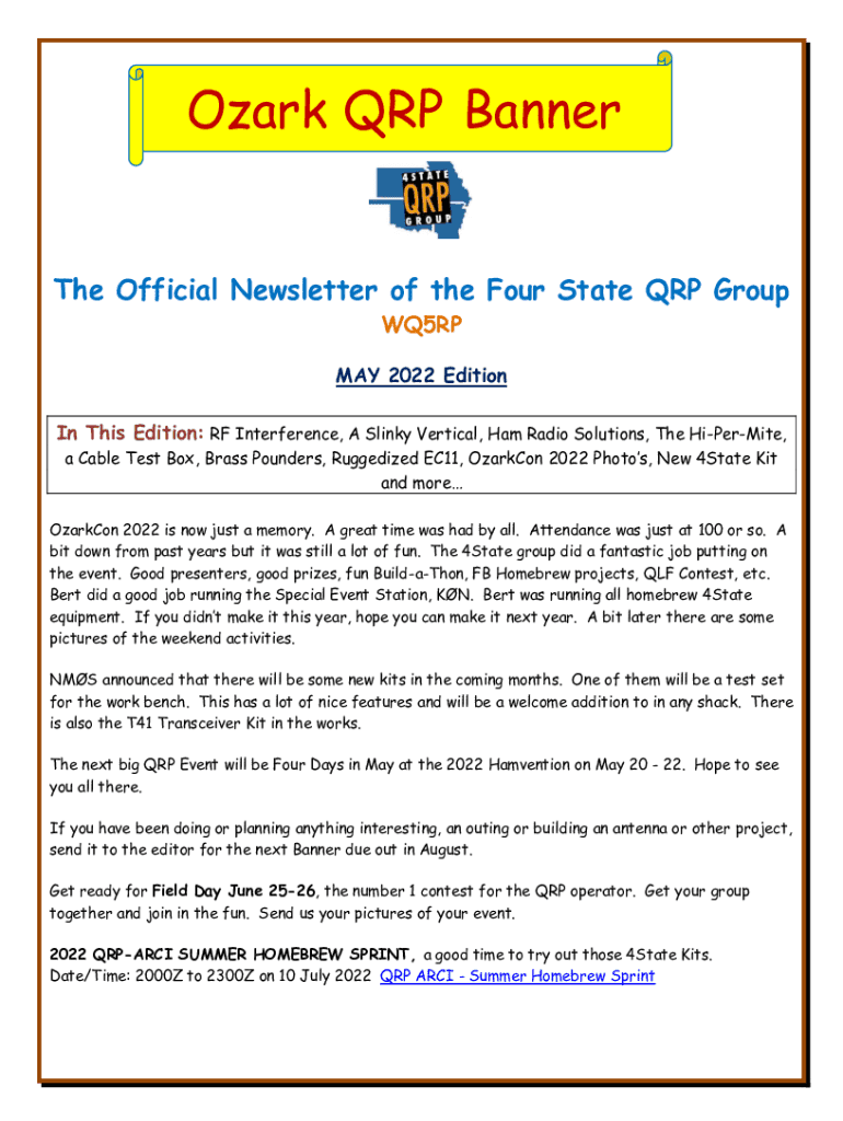 Fillable Online Ozark QRP Banner Four State QRP Group Fax Email Print
