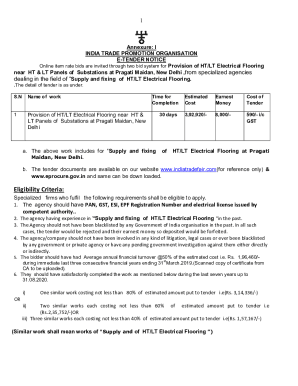 Online item rate bids are invited through two bid system for Provision of HT/LT Electrical Flooring