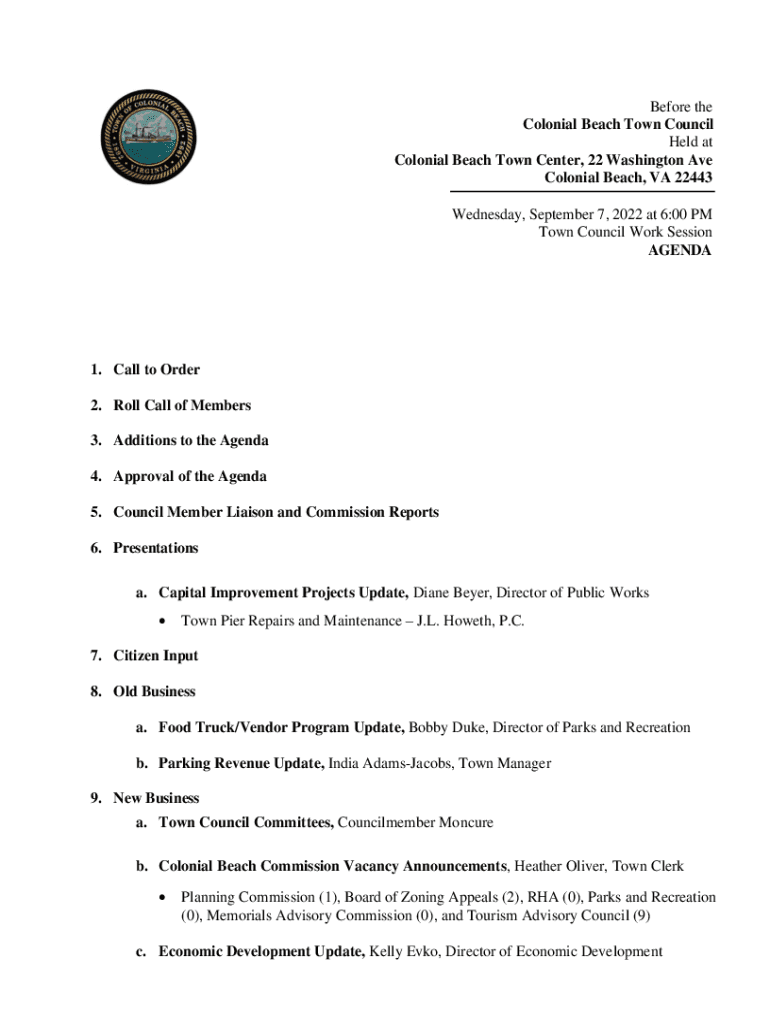 Fillable Online colonialbeachva.govAgendaCenterViewFileBefore the