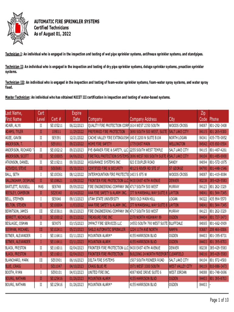 Fillable Online Automatic Fire Systems, Inc.Machesney Park, ILFire