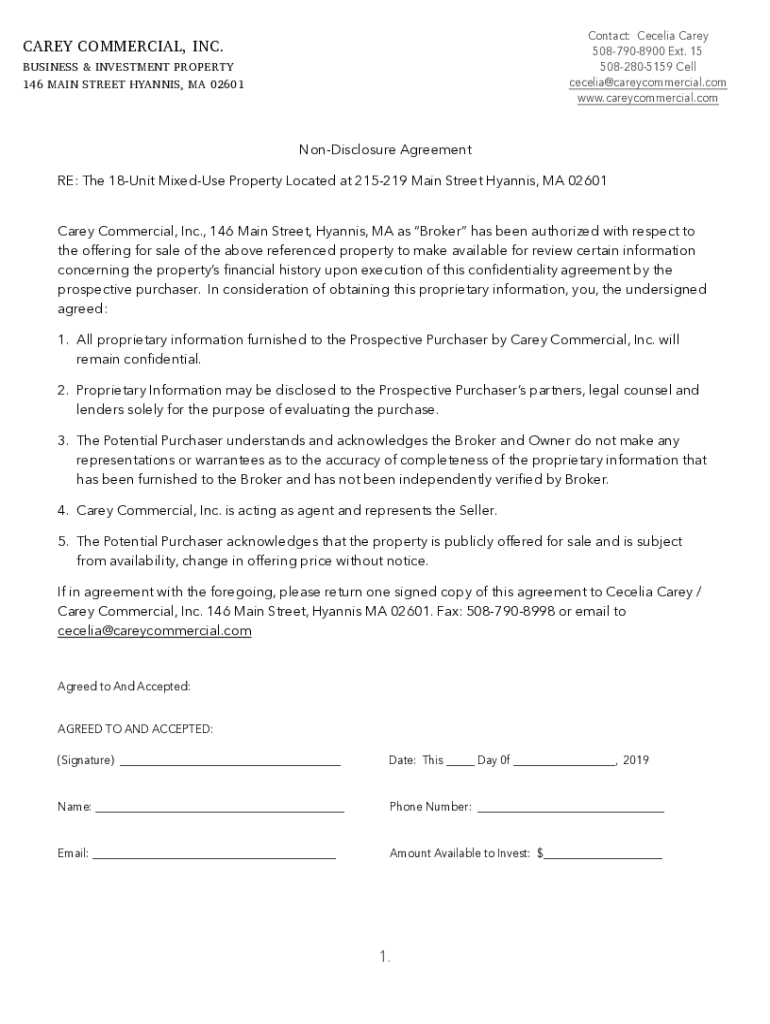 Fillable Online Cape Cod Commercial Property For Lease Carey