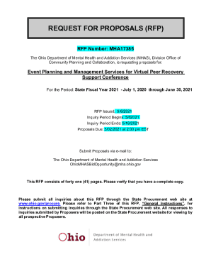 Fillable Online procure ohio RFP Number: MHA17385 Fax Email Print ...