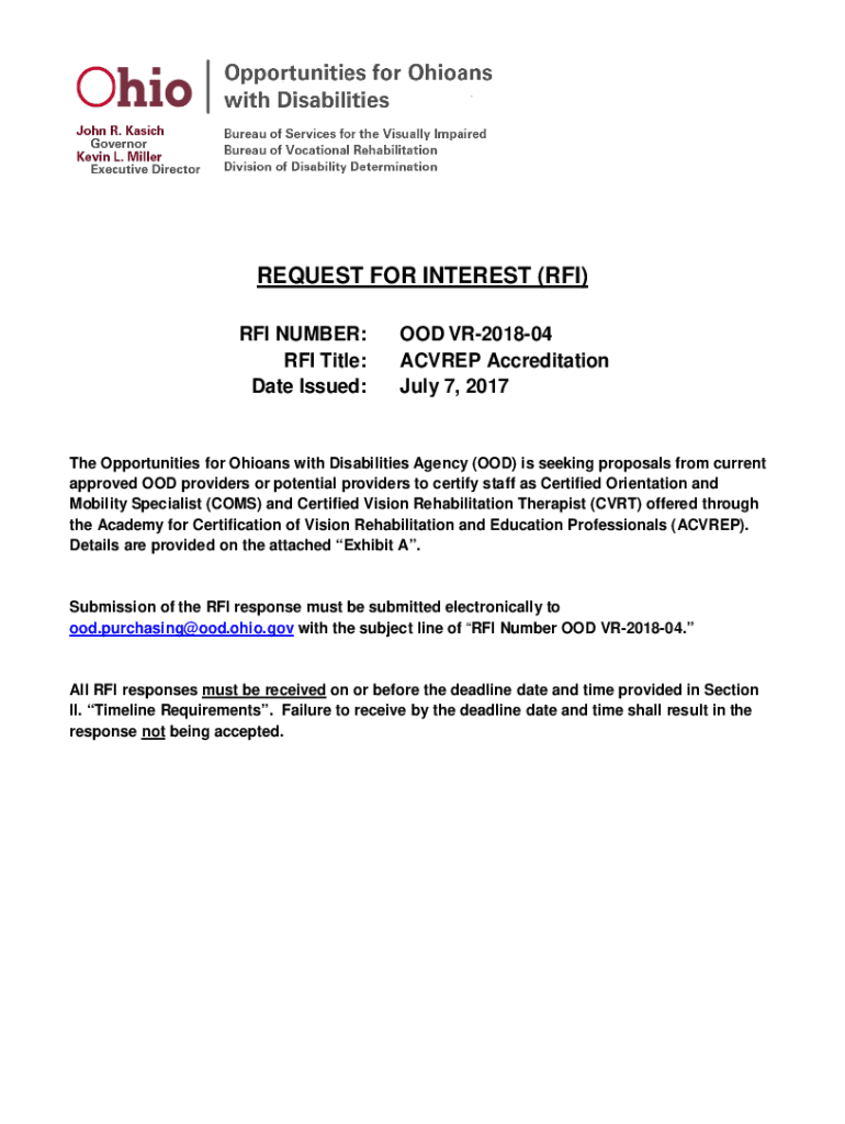Fillable Online procure ohio Request For Information (RFI