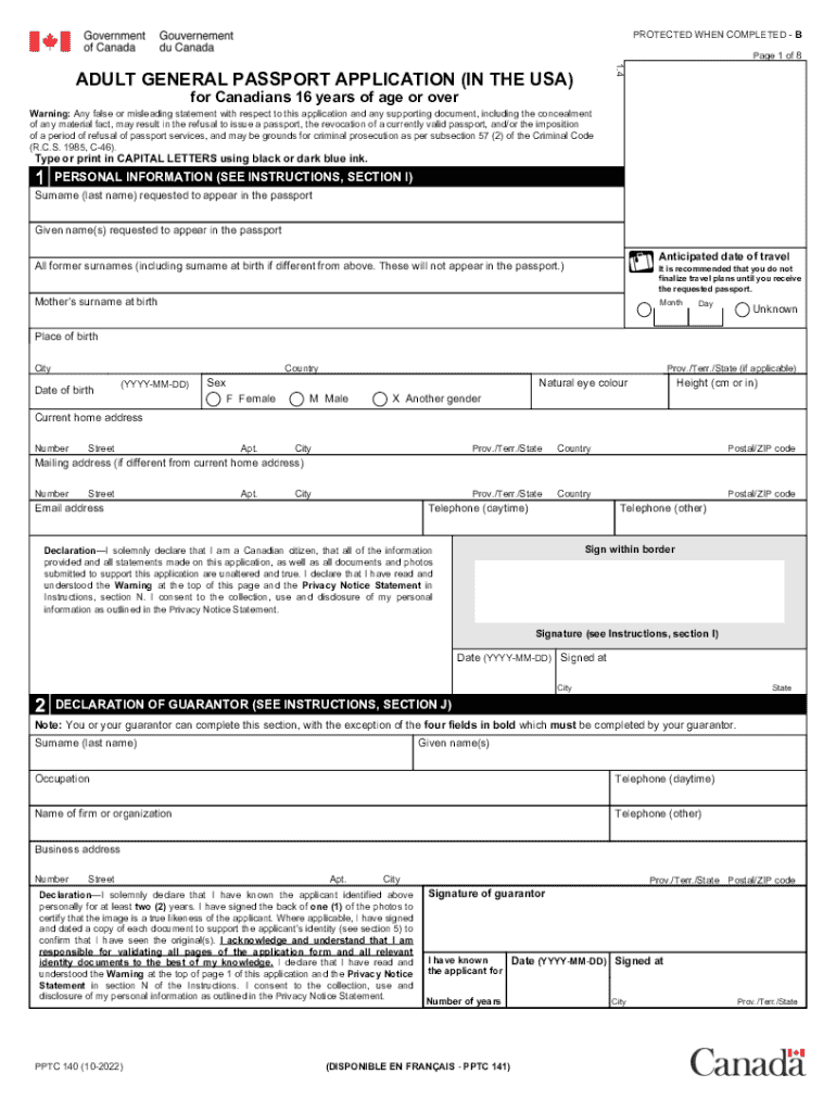 adult general passport application Preview on Page 1.