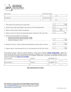 Form 5870 - Foster Care Affidavit