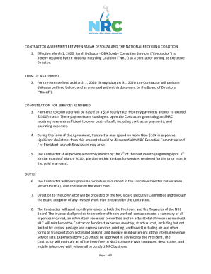 contractor agreement between sarah desouza and the ...