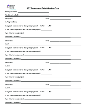 Fillable Online STEP Employment Follow-Up Data Collection Form Fax ...