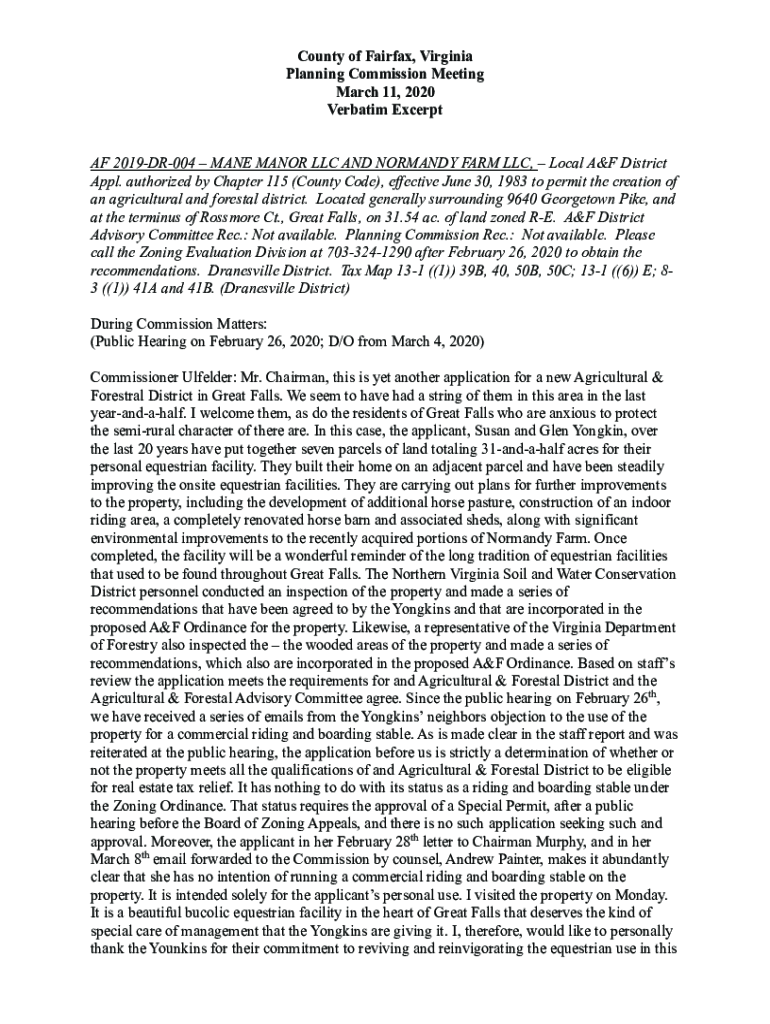Fillable Online fairfaxcounty Planning Commission Fairfax