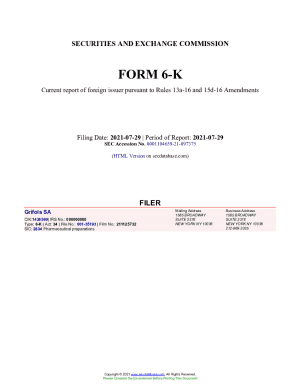 Fillable Online Grifols SA Form 6-K Current Event Report Filed 2021-07 ...