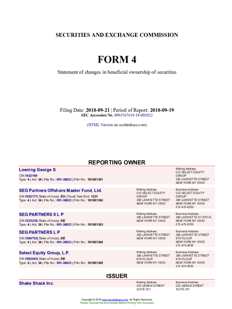 Fillable Online Loening S Form 4 Filed 20180921. Accession