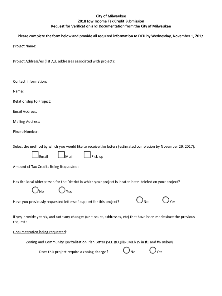 Fillable Online city milwaukee Property Tax Exemption Request city