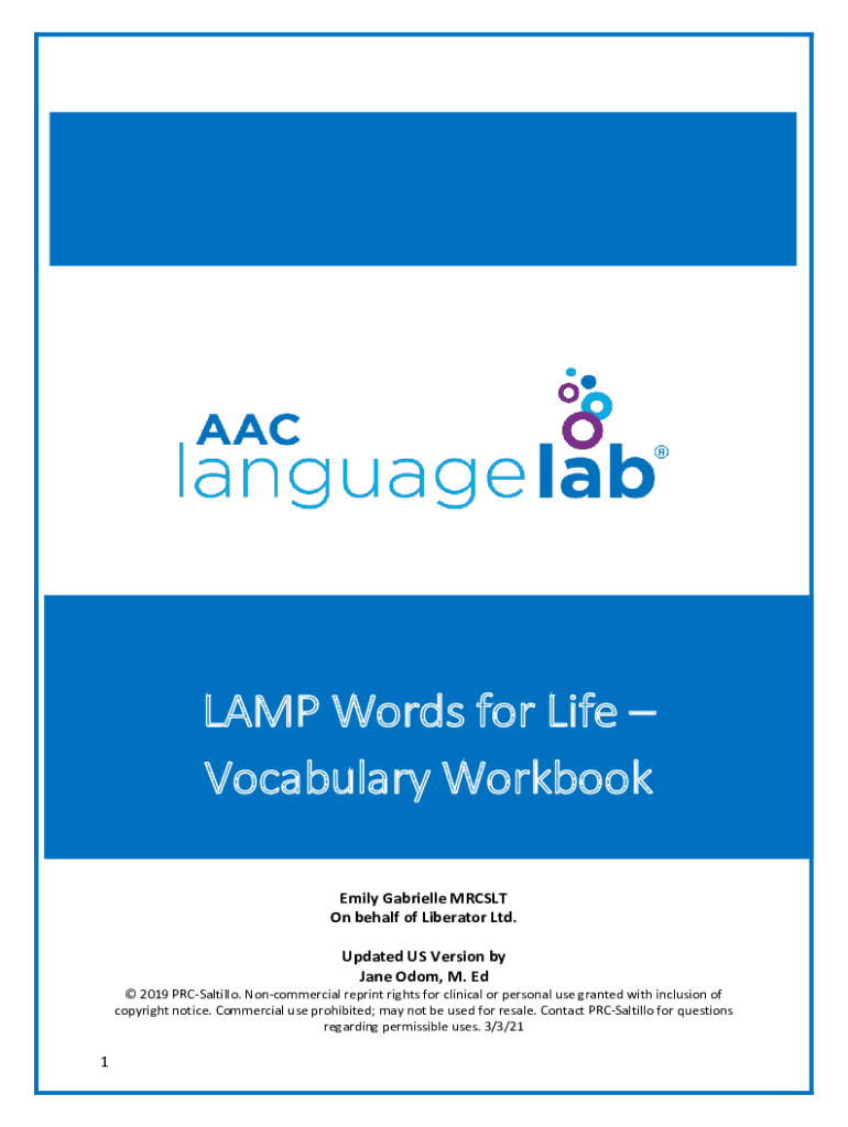 Fillable Online LAMP Words For LifeLiberator Ltdwww.stormspeechtherapy
