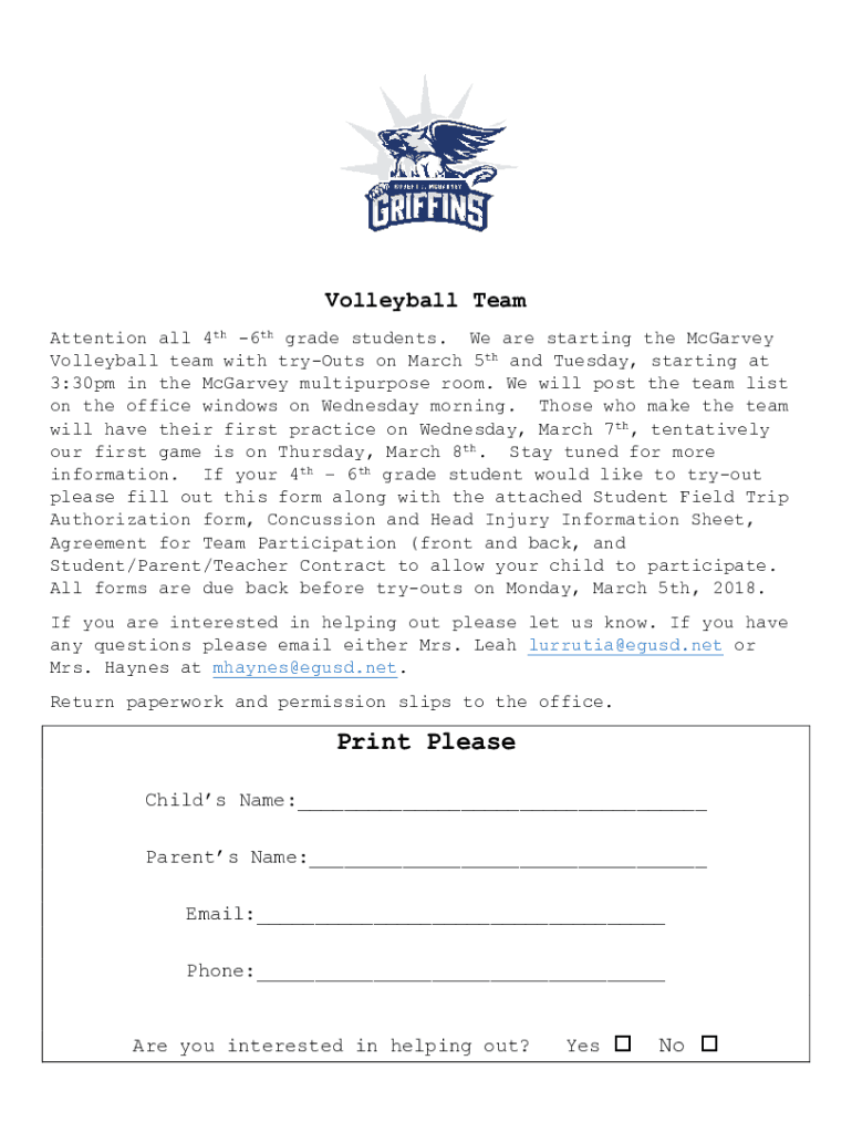 Fillable Online VOLLEYBALLINFOSHEET2cbsl30.pdf Fax Email Print pdfFiller