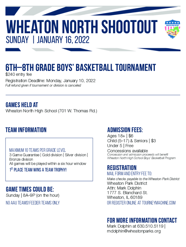 Fillable Online Schedule Wheaton North Falcons Junior Varsity Boys Basketball Fax Email