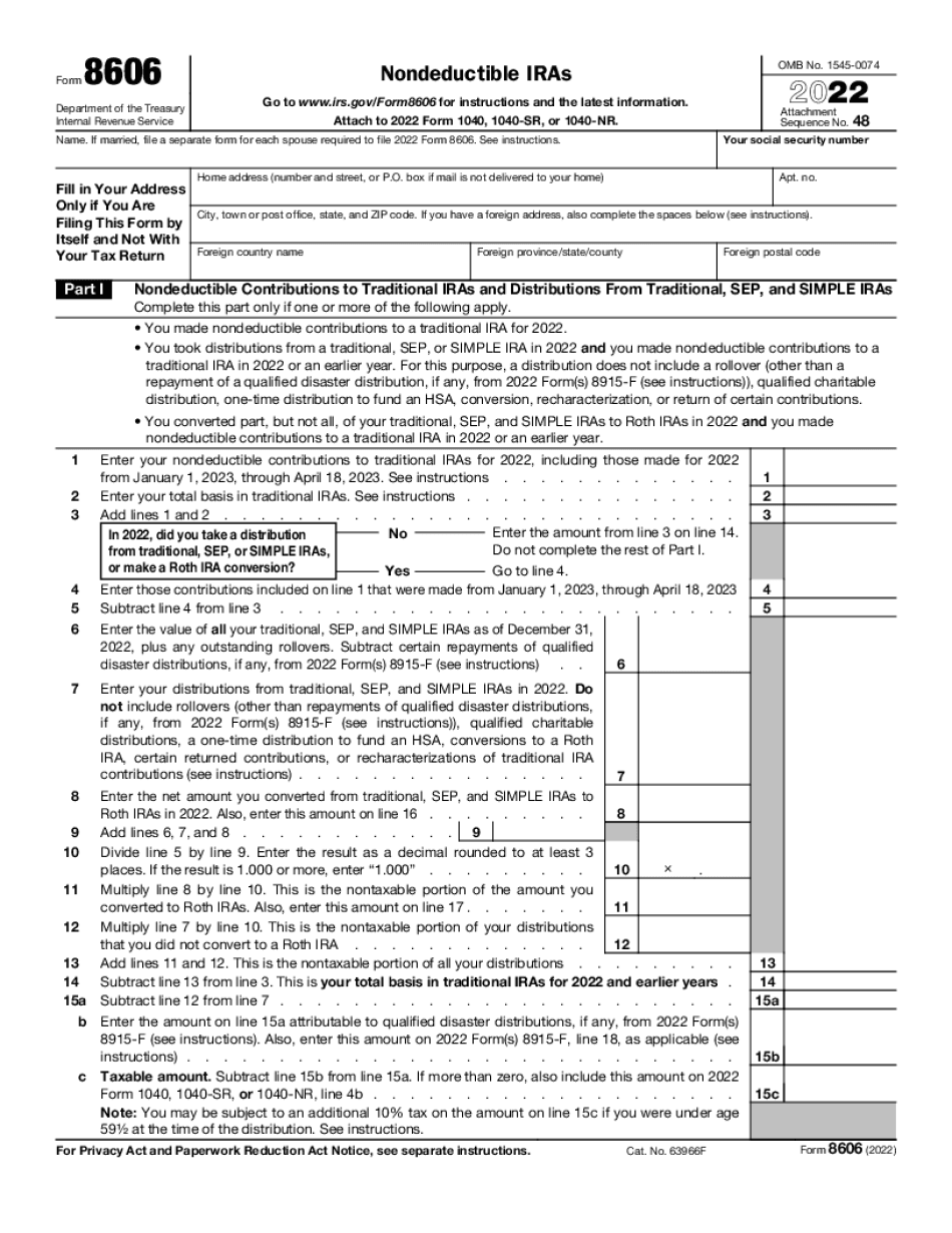 Form 8606 Irs Fillable Printable Forms Free Online