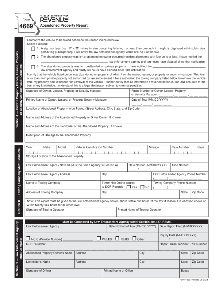 2022-2024 MO Form 4669 Fill Online, Printable, Fillable, Blank - pdfFiller