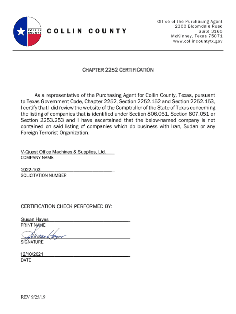 Fillable Online Collin County Assessor's Office McKinney, TX (Address