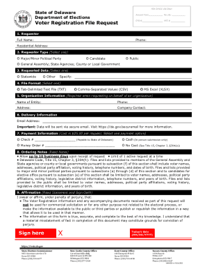 Fillable Online elections delaware Delaware Voter Registration ...