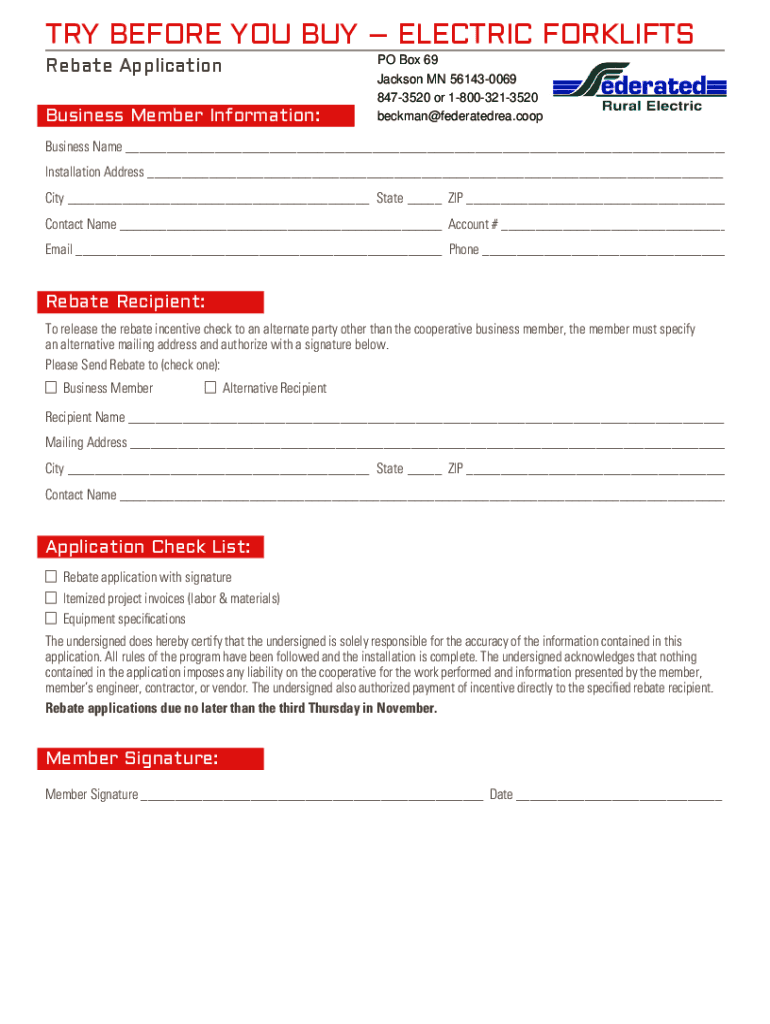 Fillable Online Electric Forklift Incentives Buy or Lease TVA