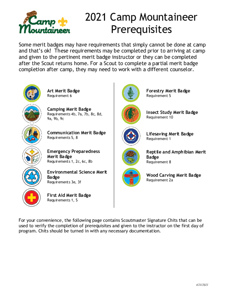 Fillable Online Merit Badge Prerequisites Everything You Need To Know