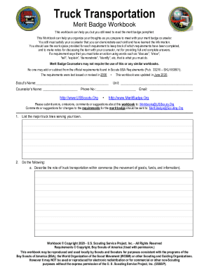 Fillable Online Truck Transportation Merit Badge Pamphlet - Fill Online ...