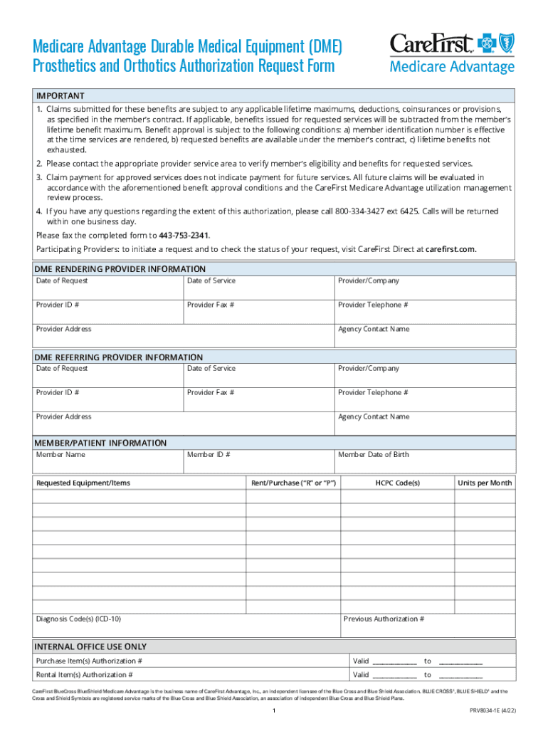 Fillable Online MA Prior Authorization DME Form. MA Prior Authorization