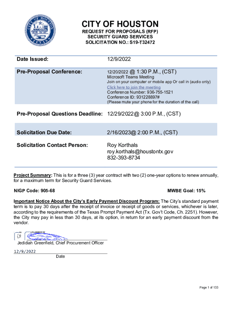 Fillable Online 20212022 REQUEST FOR PROPOSAL ARMED SECURITY