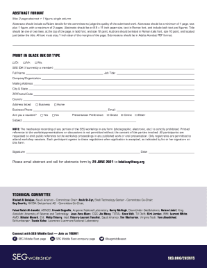 Call for Abstracts Form